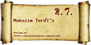 Makszim Teréz névjegykártya